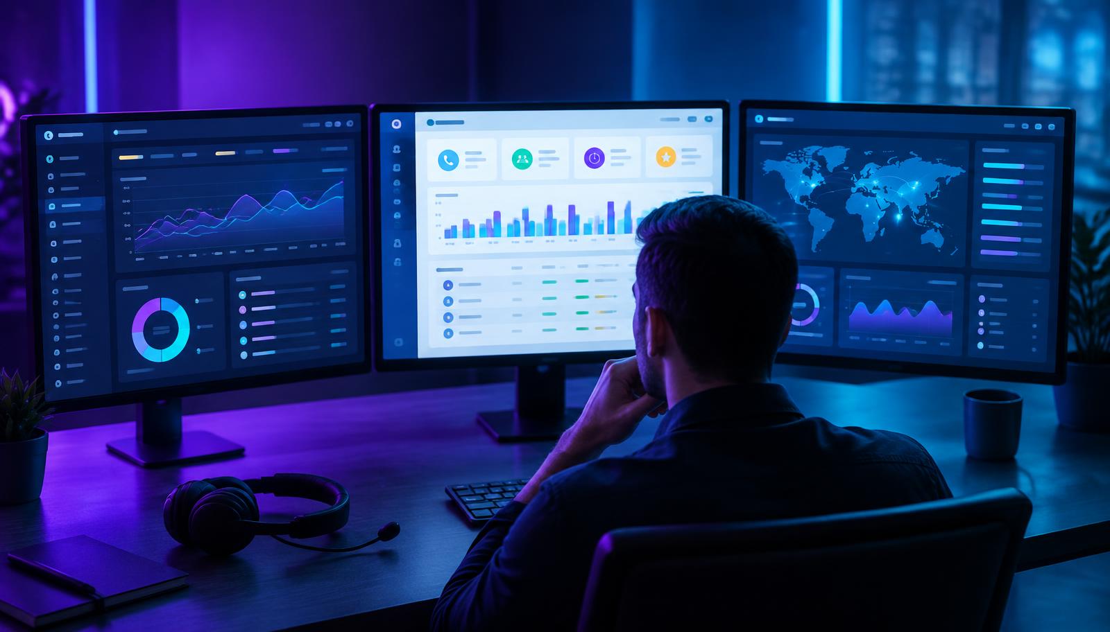 Technology buyer comparing three contact center platform dashboards side by side
